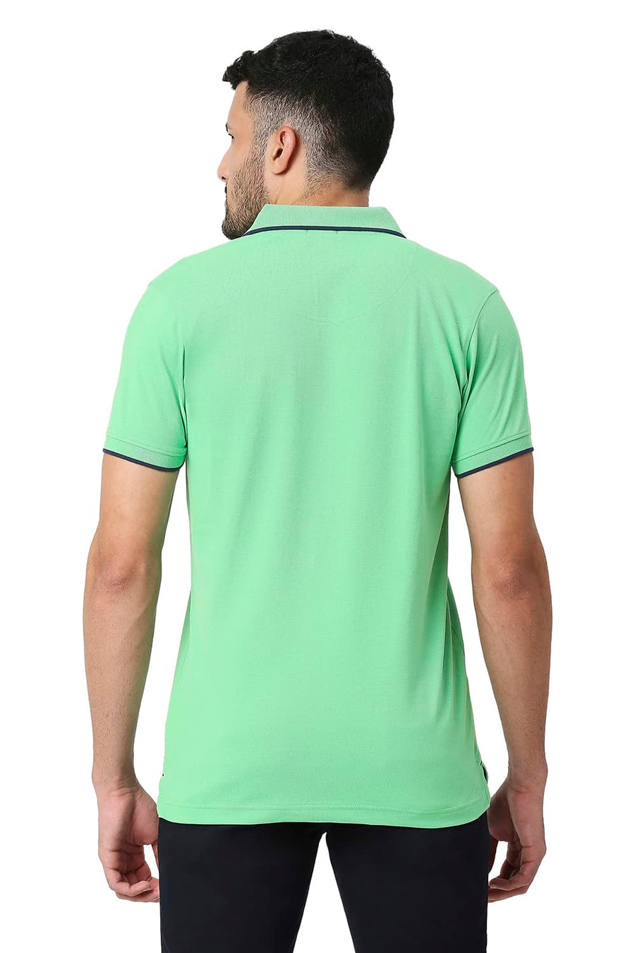 BASICS MUSCLE FIT ABSINTHE GREEN COTTON POLYESTER POLO T-SHIRT