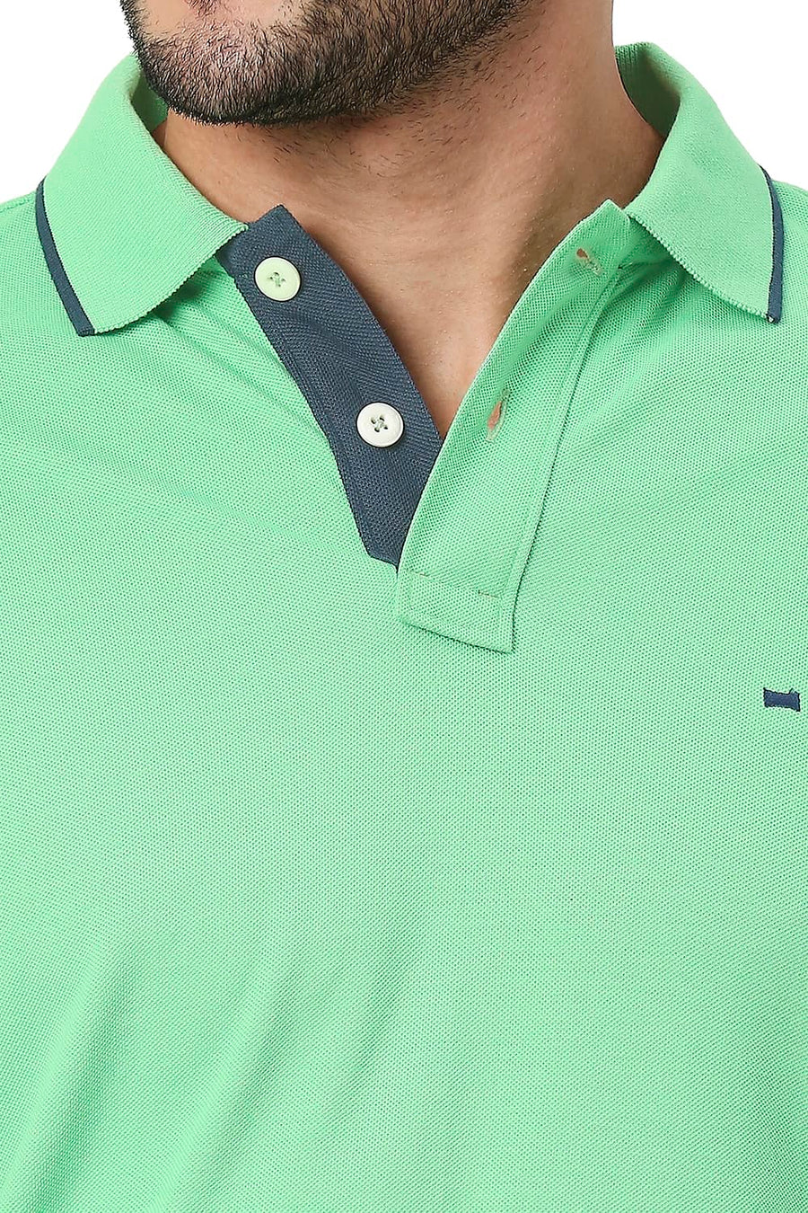 BASICS MUSCLE FIT ABSINTHE GREEN COTTON POLYESTER POLO T-SHIRT
