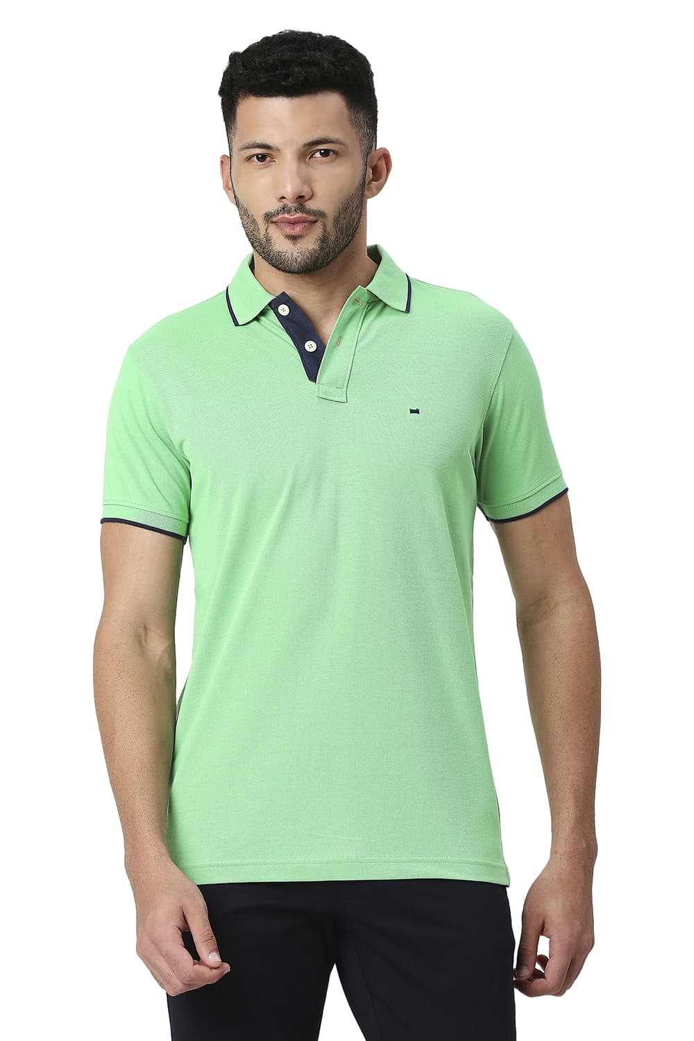 BASICS MUSCLE FIT COTTON POLYESTER POLO T-SHIRT