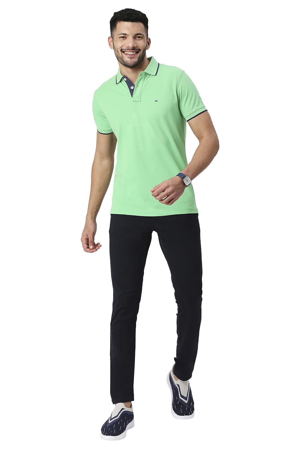 BASICS MUSCLE FIT COTTON POLYESTER POLO T-SHIRT