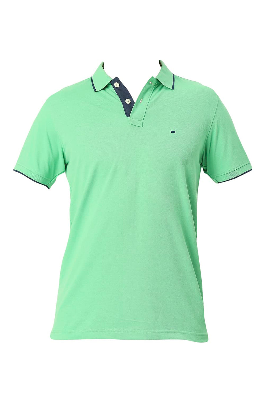 BASICS MUSCLE FIT ABSINTHE GREEN COTTON POLYESTER POLO T-SHIRT