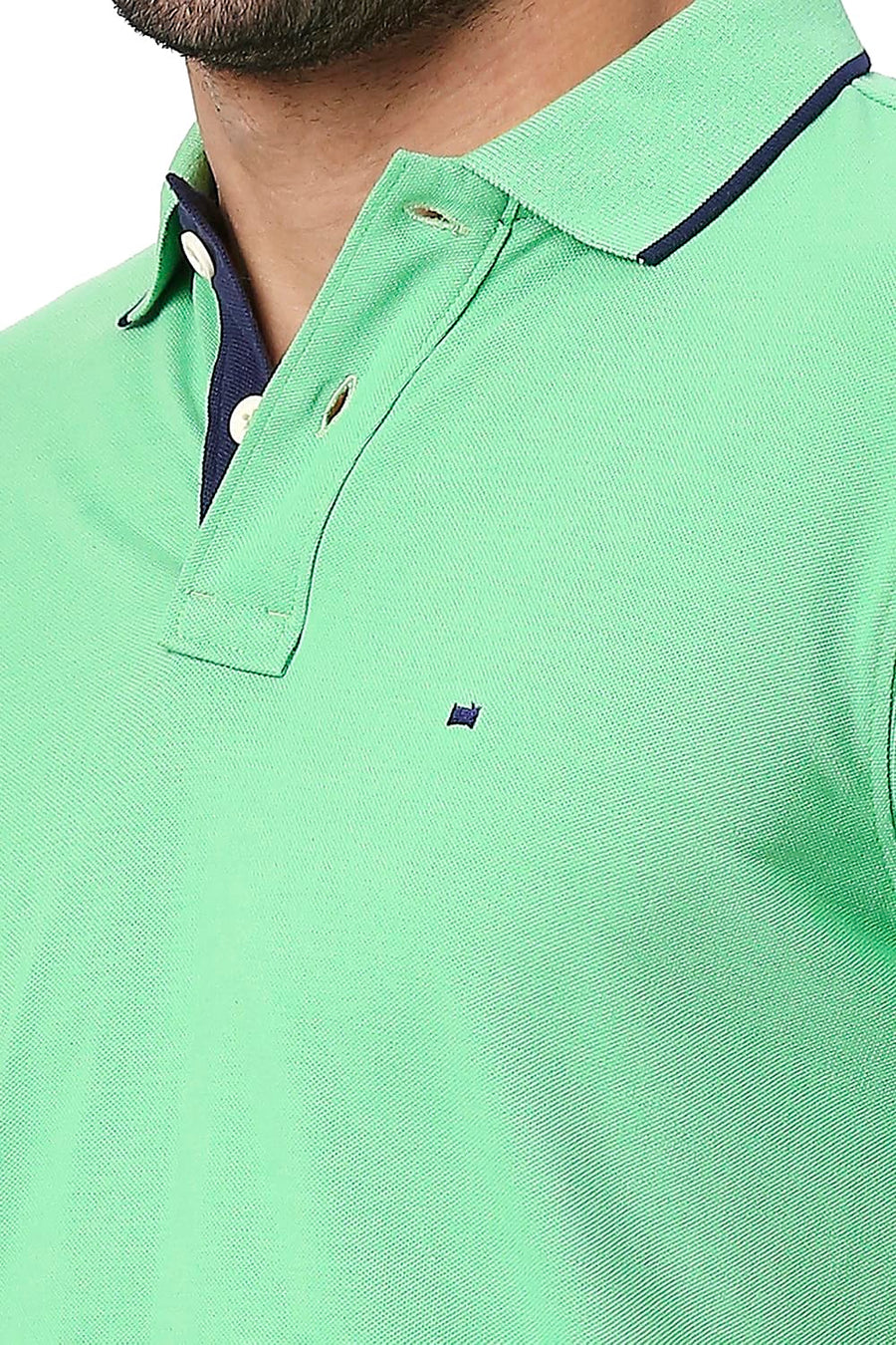 BASICS MUSCLE FIT ABSINTHE GREEN COTTON POLYESTER POLO T-SHIRT