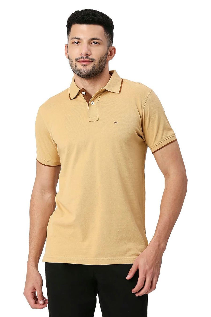 BASICS MUSCLE FIT TAFFY COTTON POLO T-SHIRT