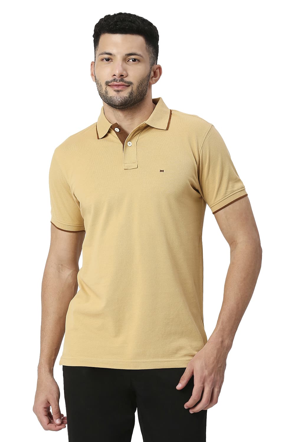 BASICS MUSCLE FIT COTTON POLYESTER POLO T-SHIRT