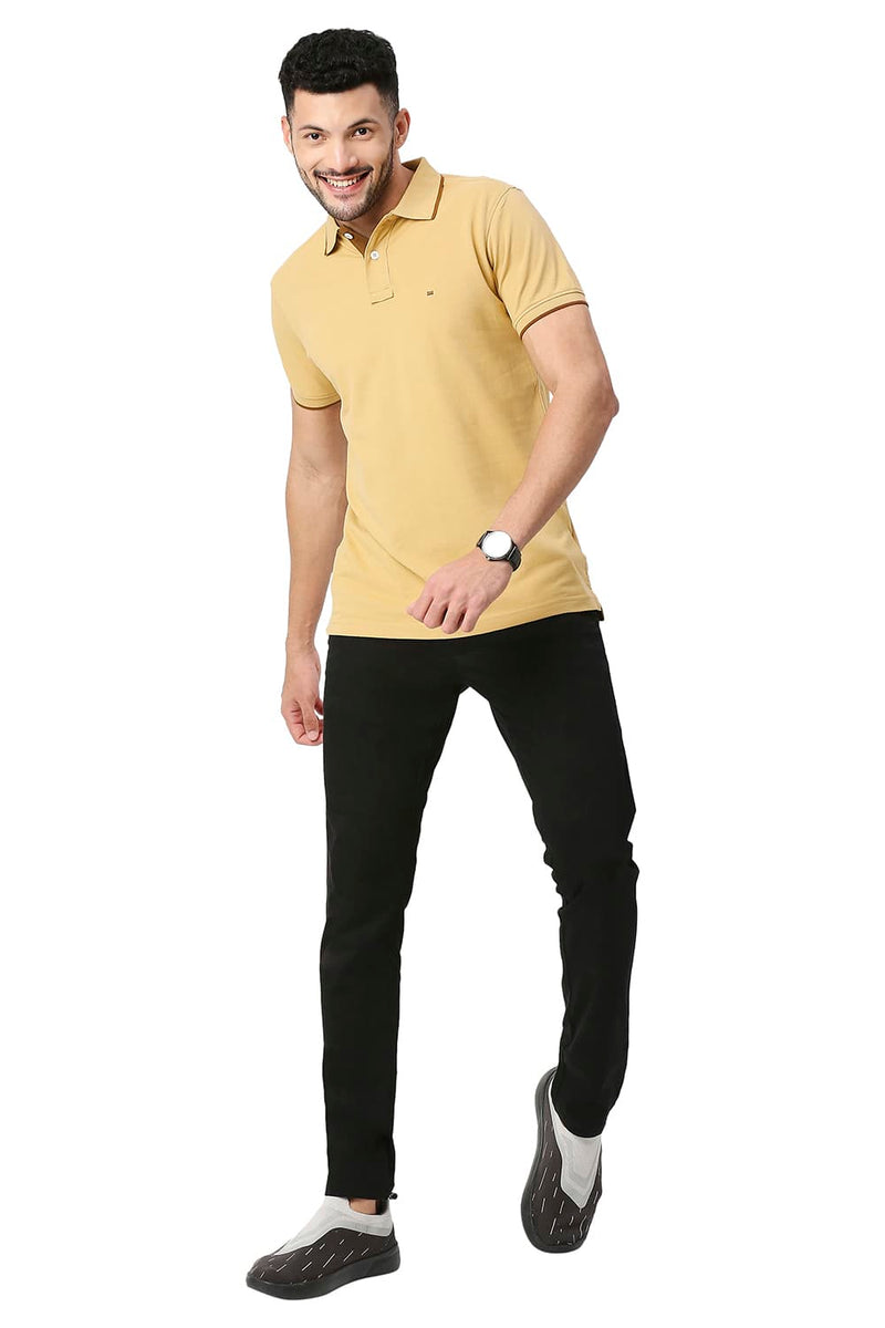 BASICS MUSCLE FIT COTTON POLYESTER POLO T-SHIRT