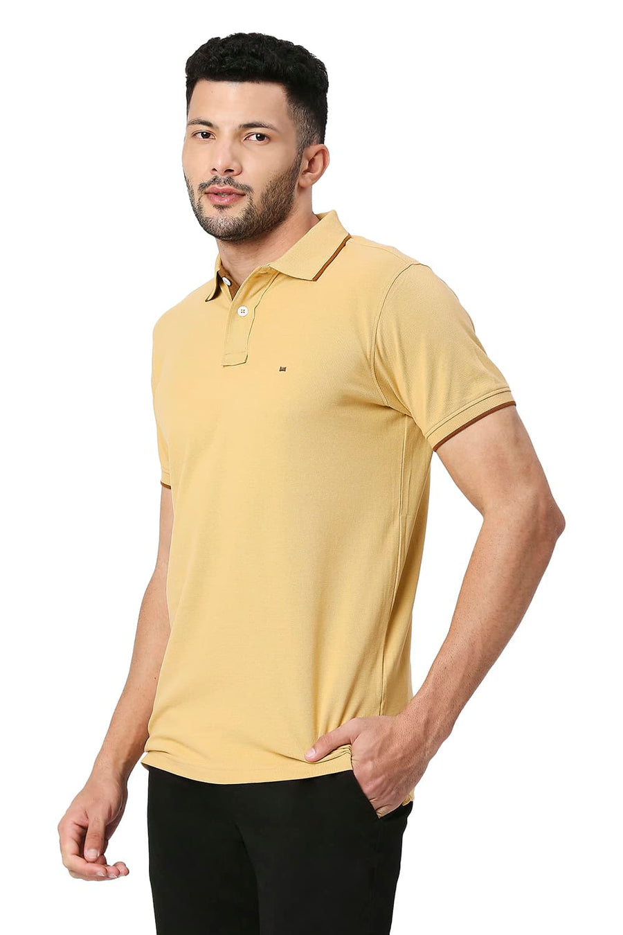 BASICS MUSCLE FIT TAFFY COTTON POLO T-SHIRT