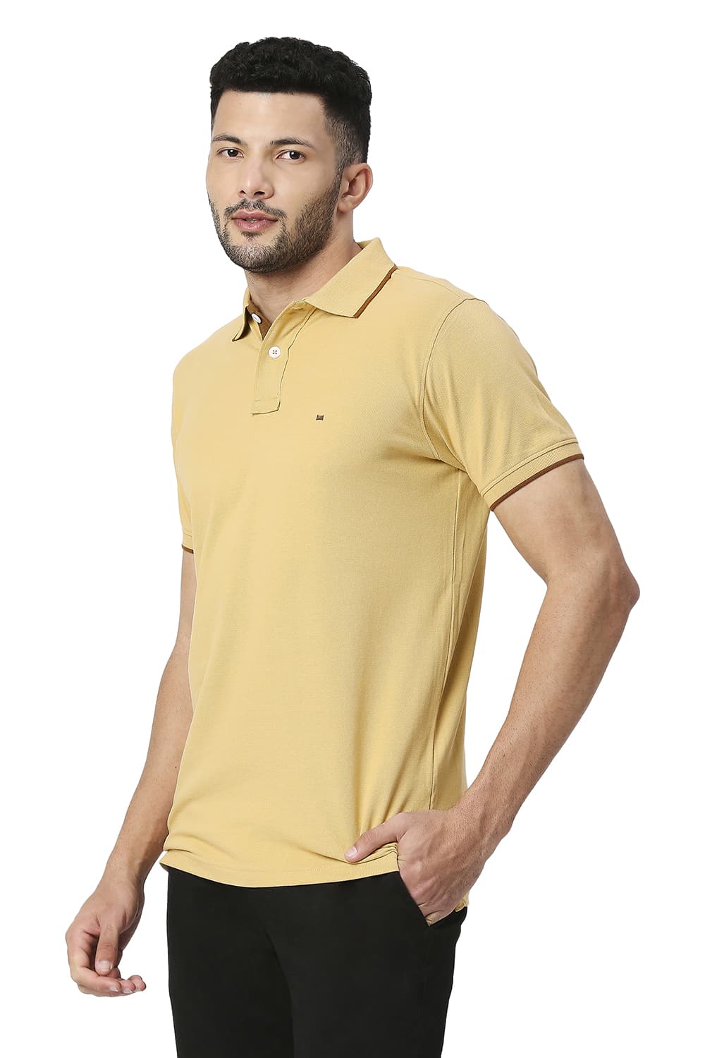 BASICS MUSCLE FIT COTTON POLYESTER POLO T-SHIRT