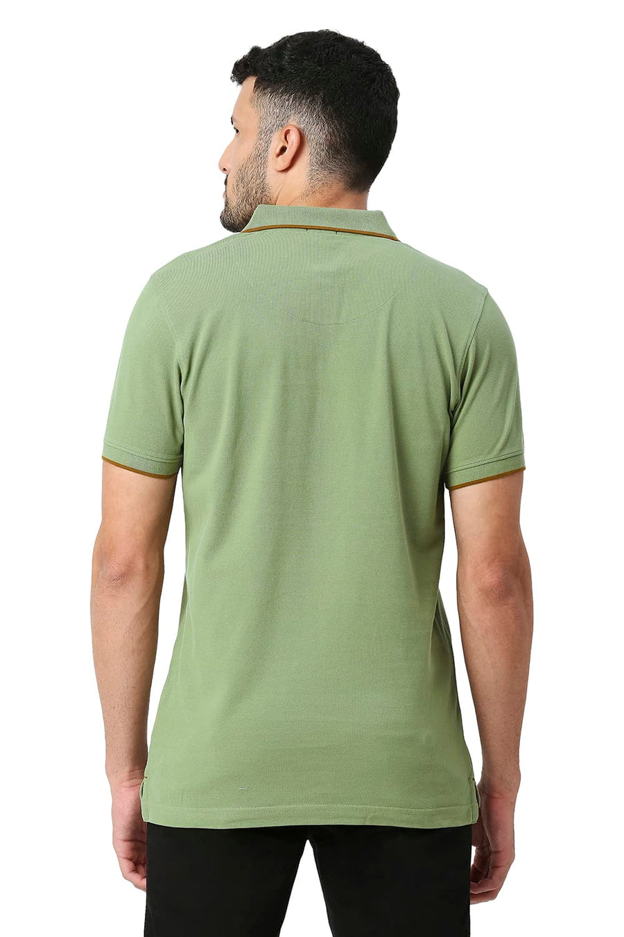BASICS MUSCLE FIT LODEN GREEN COTTON POLO T-SHIRT