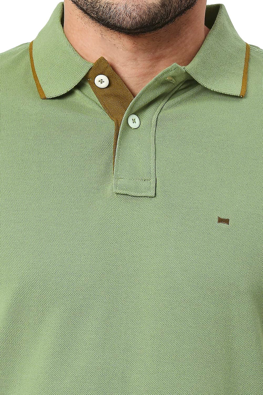 BASICS MUSCLE FIT LODEN GREEN COTTON POLO T-SHIRT