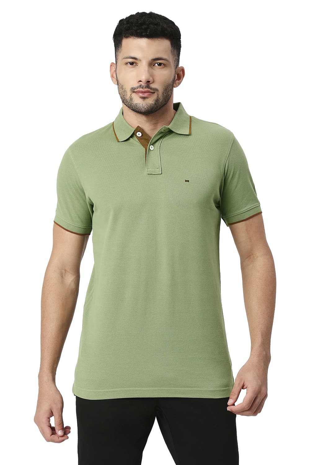 BASICS MUSCLE FIT COTTON POLYESTER POLO T-SHIRT