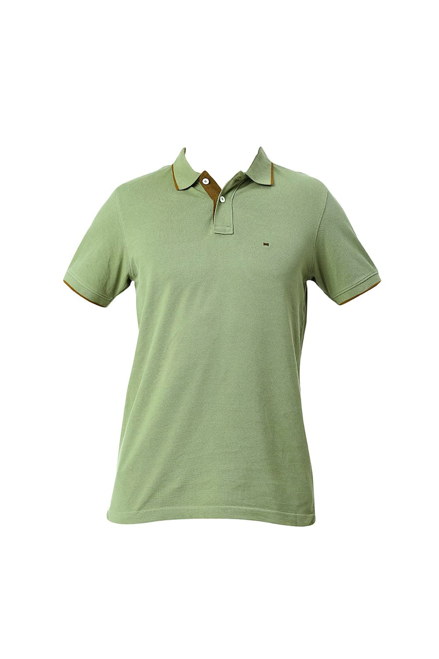 BASICS MUSCLE FIT LODEN GREEN COTTON POLO T-SHIRT
