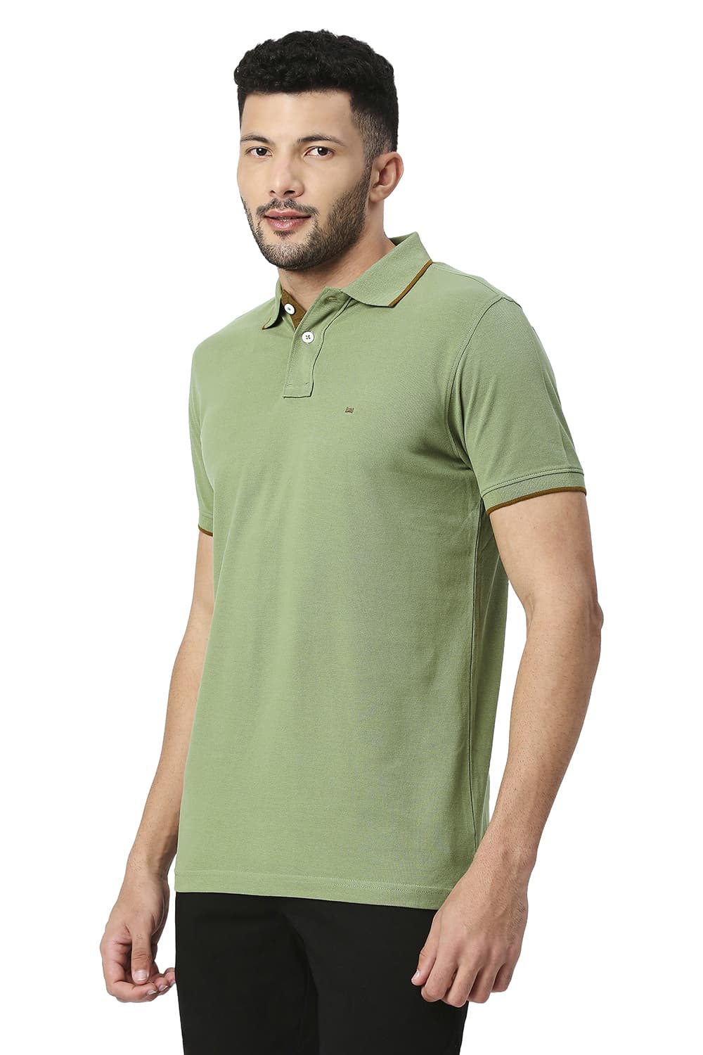 BASICS MUSCLE FIT COTTON POLYESTER POLO T-SHIRT