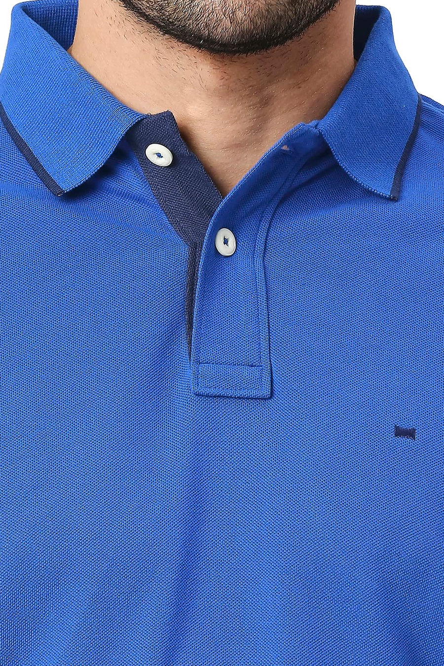 BASICS MUSCLE FIT NAUTICAL BLUE COTTON POLO T-SHIRT