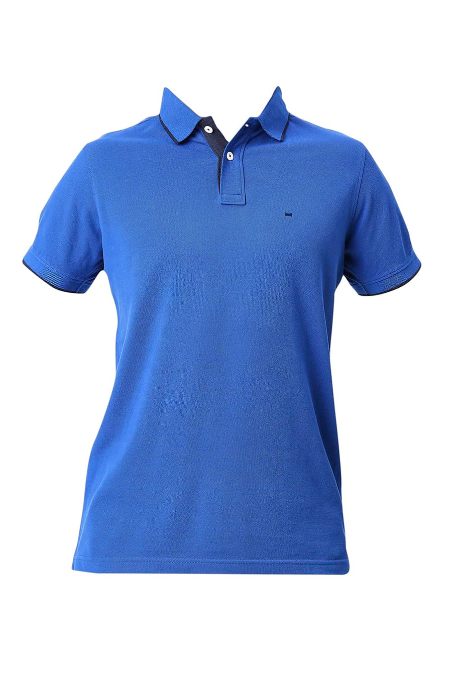 BASICS MUSCLE FIT NAUTICAL BLUE COTTON POLO T-SHIRT