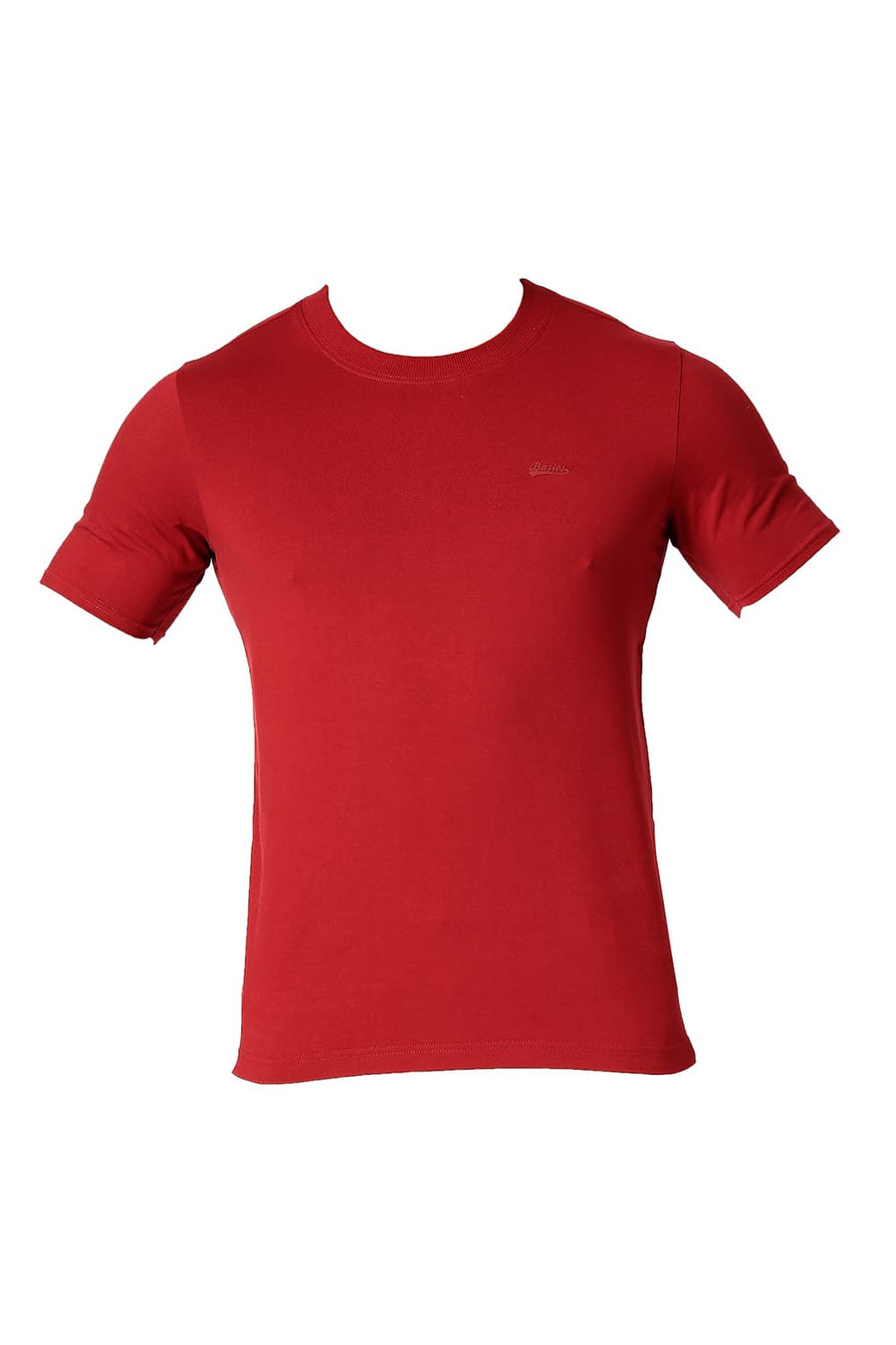 BASICS MUSCLE FIT RACING RED COTTON STRETCH CREW T-SHIRT