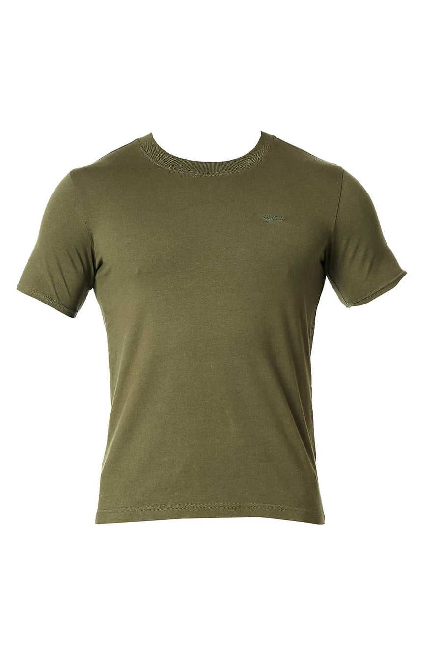 BASICS MUSCLE FIT OIL GREEN COTTON STRETCH CREW T-SHIRT