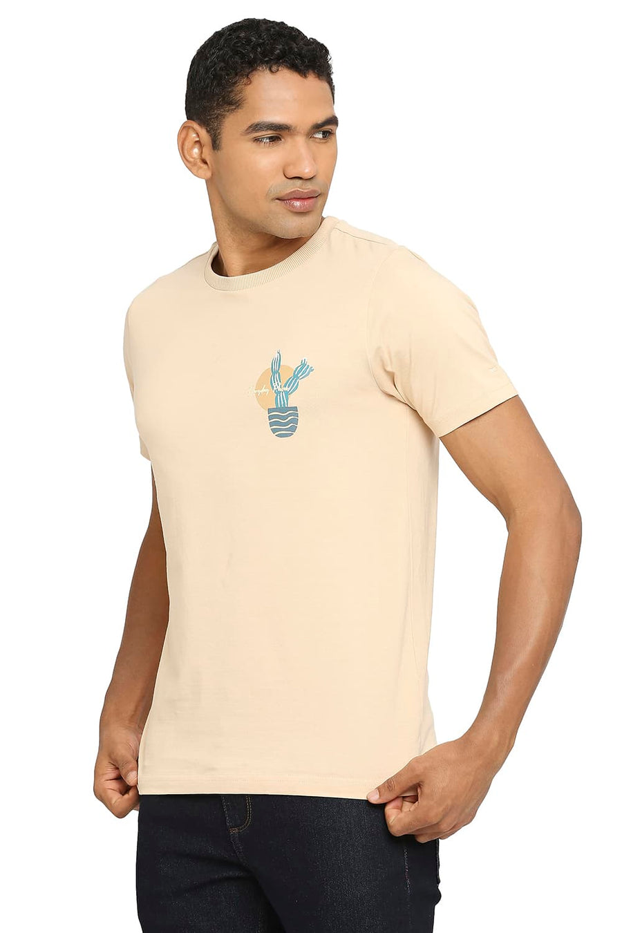 BASICS MUSCLE FIT HAZELNUT CREW T-SHIRT