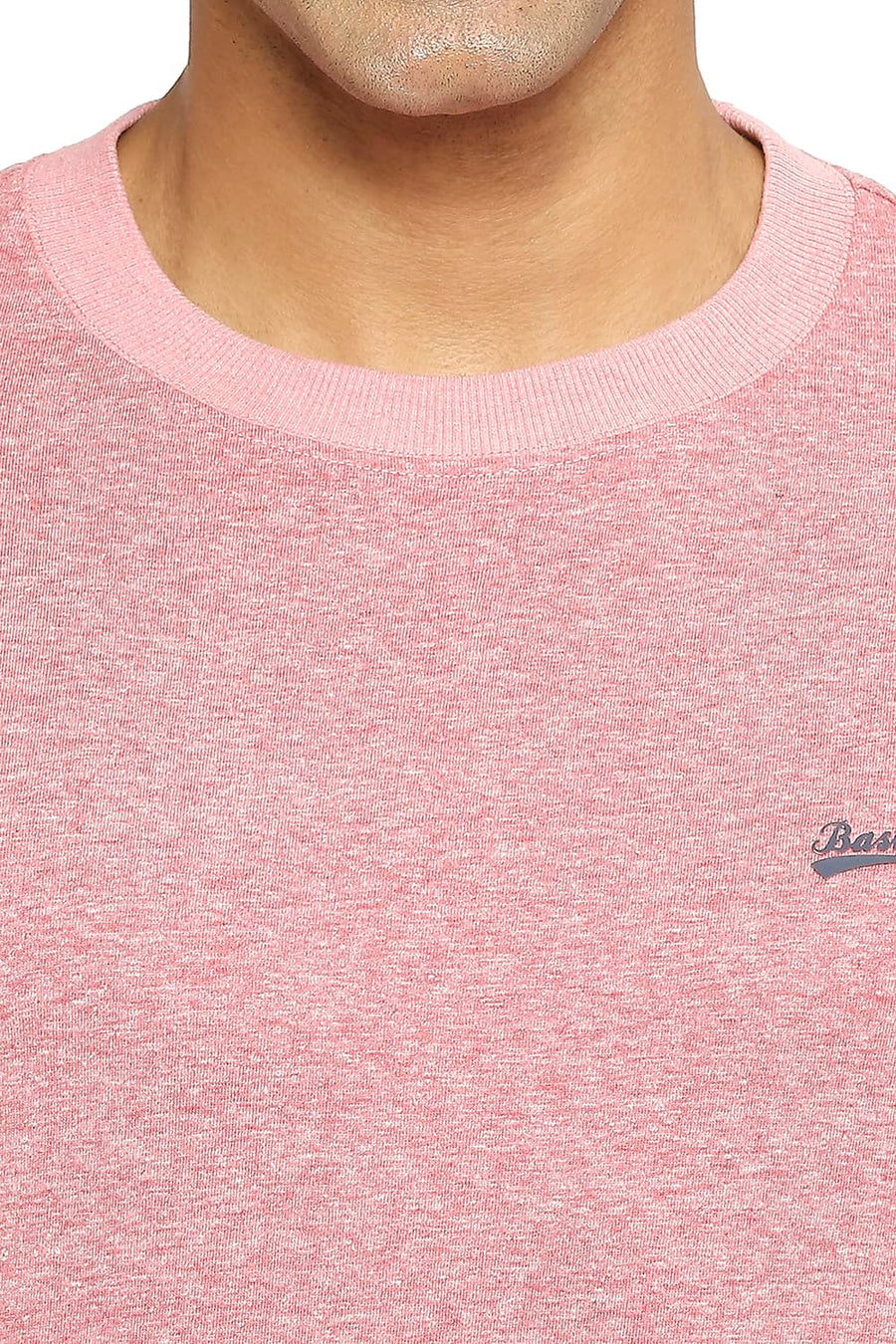 BASICS MUSCLE FIT SLATE ROSE CREW T-SHIRT