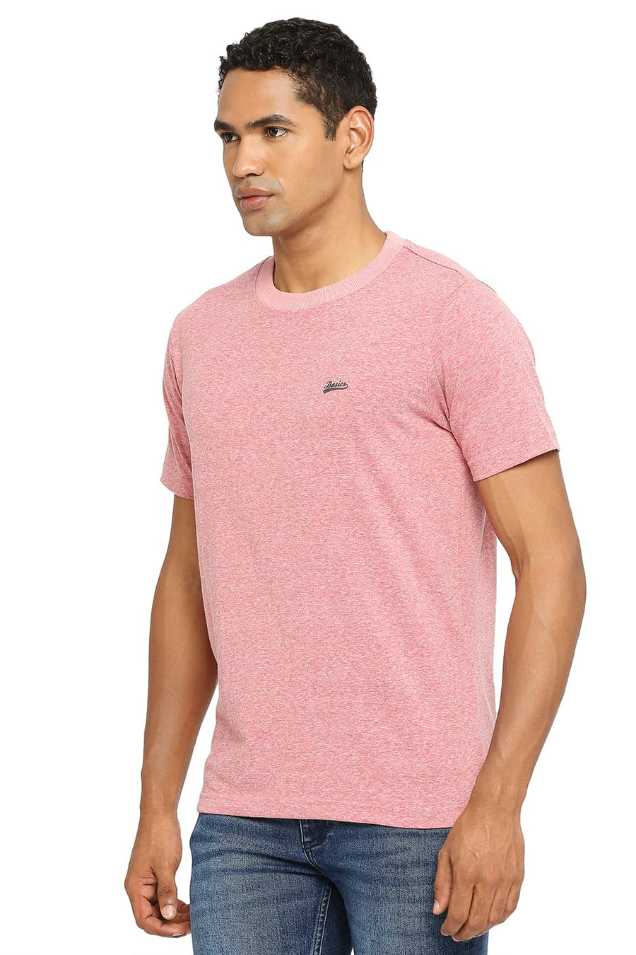 BASICS MUSCLE FIT SLATE ROSE CREW T-SHIRT