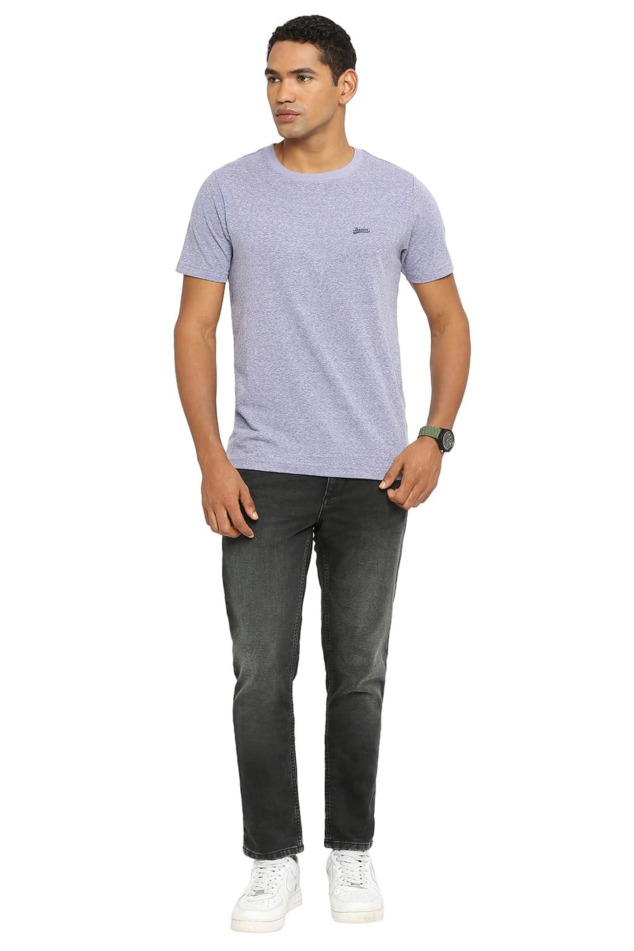 BASICS MUSCLE FIT DUSTED PERI CREW T-SHIRT
