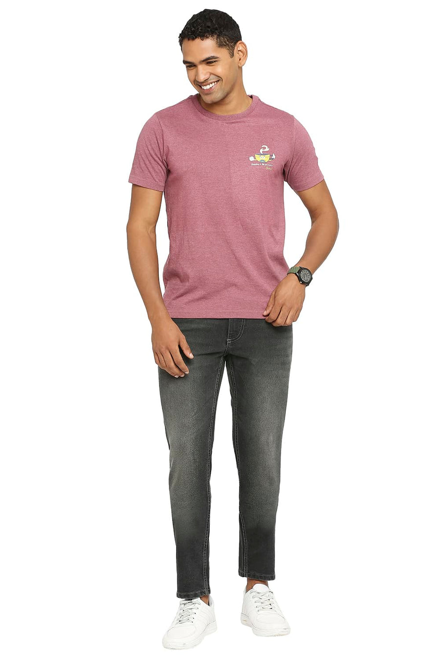 BASICS MUSCLE FIT RENAISSANCE ROSE CREW T-SHIRT