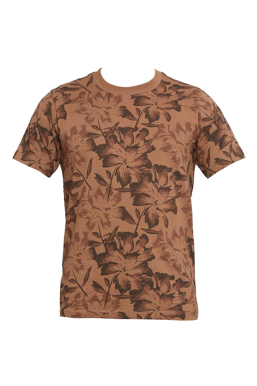 BASICS MUSCLE FIT PECAN PIE PRINTED CREW T-SHIRT