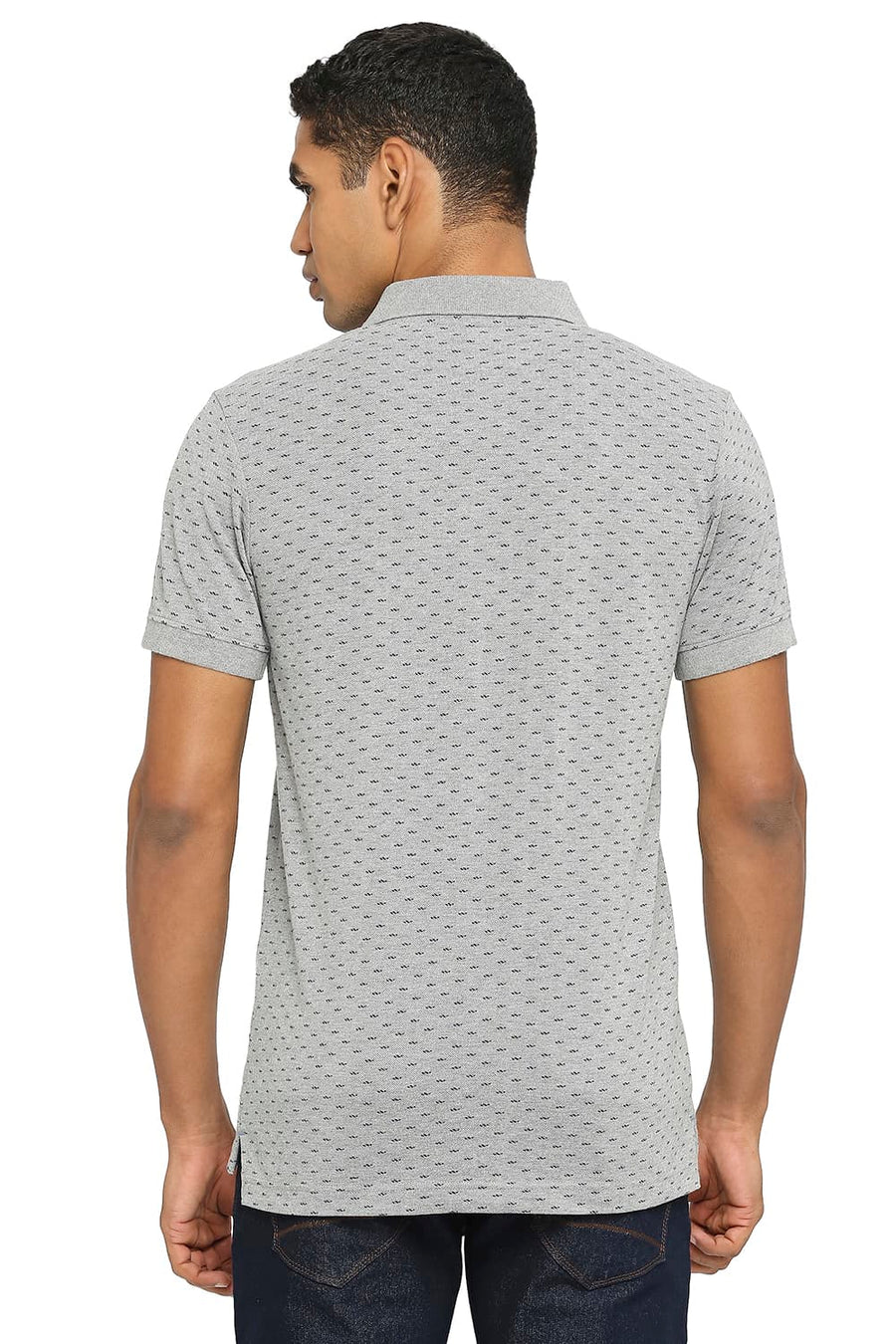 BASICS MUSCLE FIT HEATHER GRAY PRINTED POLO T-SHIRT