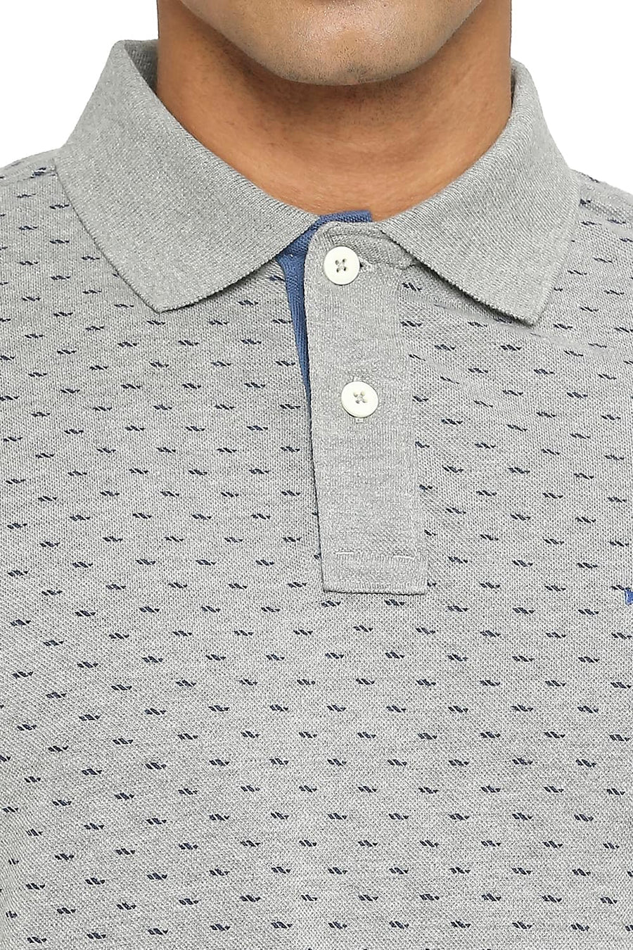 BASICS MUSCLE FIT HEATHER GRAY PRINTED POLO T-SHIRT