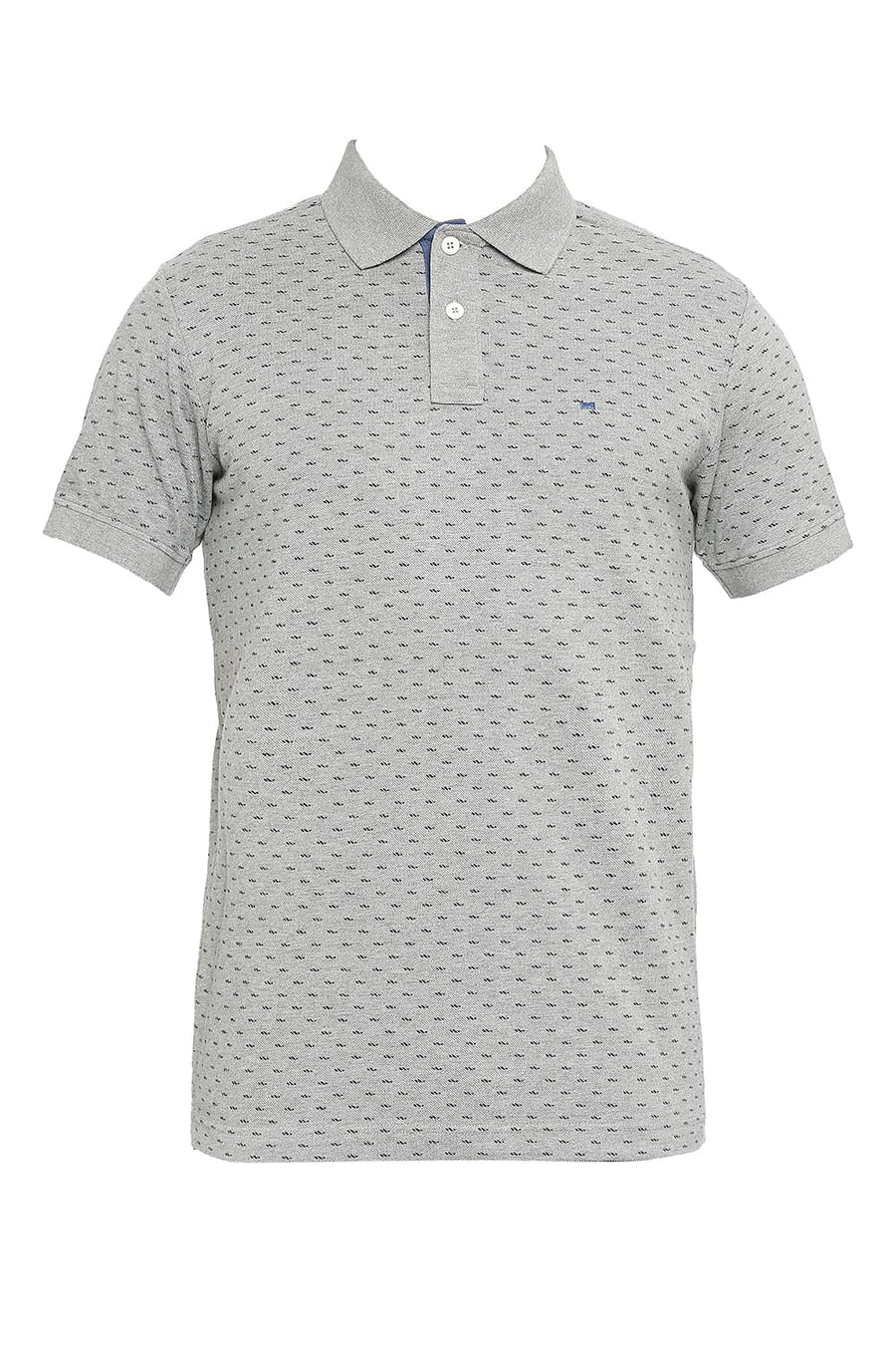 BASICS MUSCLE FIT HEATHER GRAY PRINTED POLO T-SHIRT