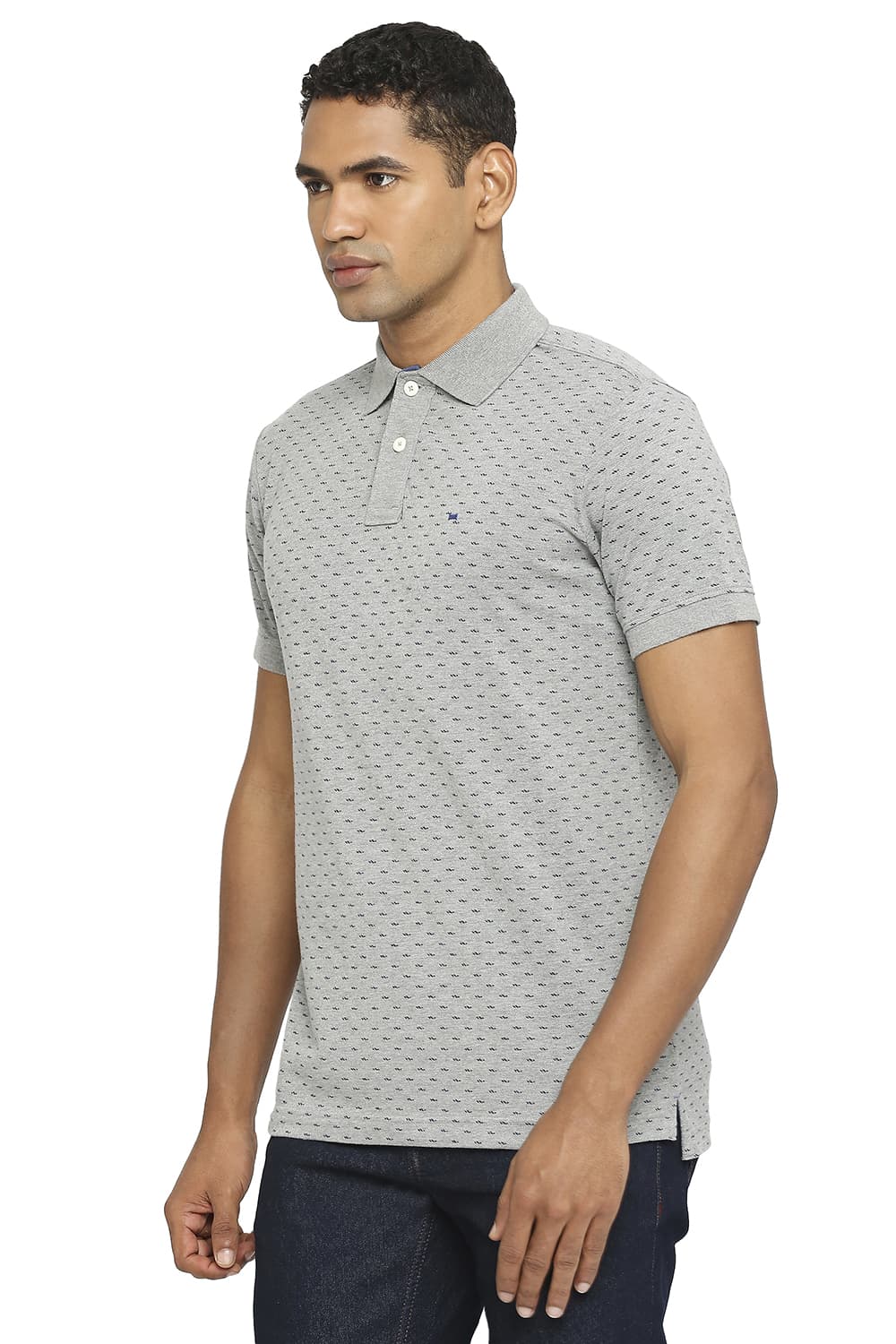 BASICS MUSCLE FIT PRINTED POLO T-SHIRT