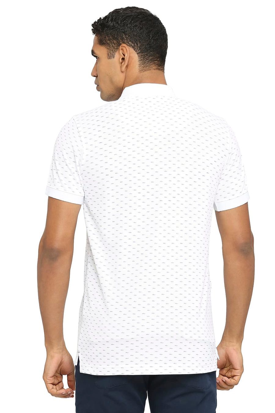 BASICS MUSCLE FIT BRIGHT WHITE PRINTED POLO T-SHIRT