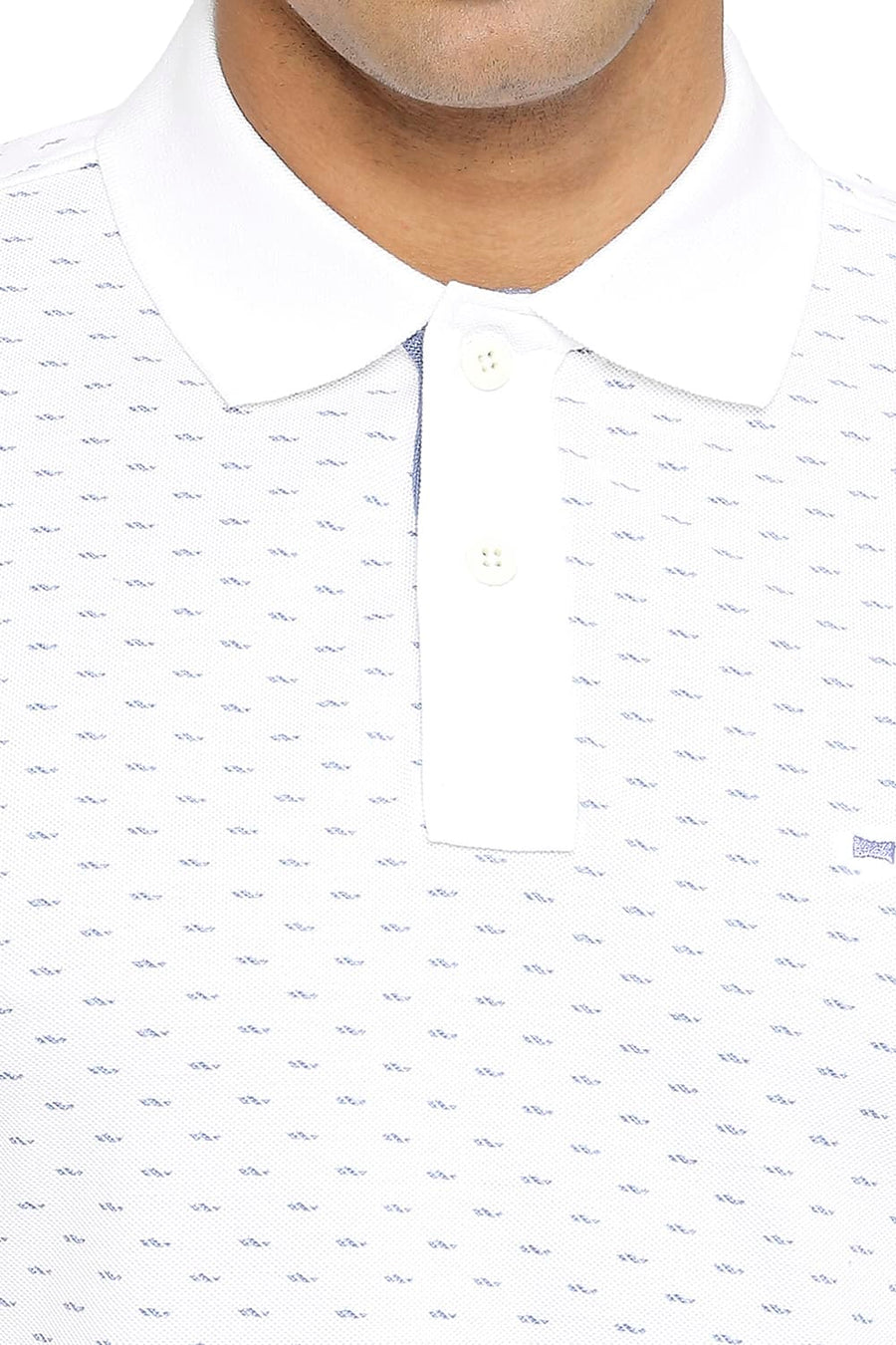 BASICS MUSCLE FIT BRIGHT WHITE PRINTED POLO T-SHIRT