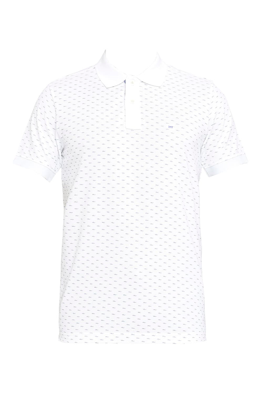 BASICS MUSCLE FIT BRIGHT WHITE PRINTED POLO T-SHIRT