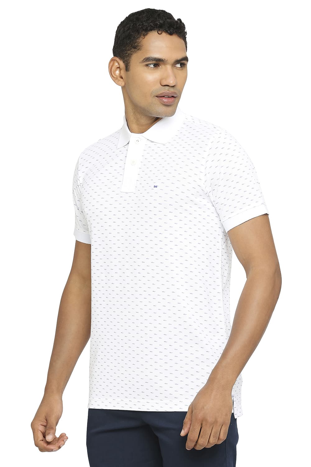 BASICS MUSCLE FIT PRINTED POLO T-SHIRT