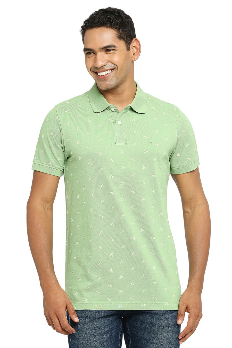 BASICS MUSCLE FIT TENDRIL PRINTED POLO T-SHIRT
