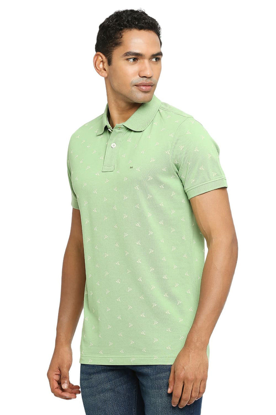 BASICS MUSCLE FIT TENDRIL PRINTED POLO T-SHIRT