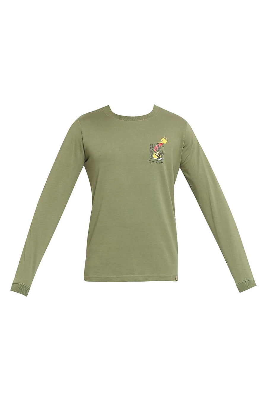 BASICS MUSCLE FIT DEEP LICHEN GREEN CREW T-SHIRT