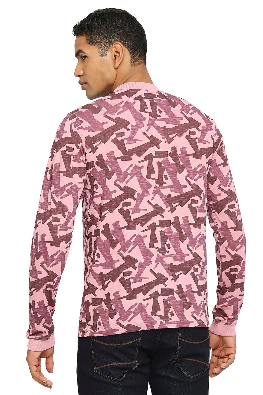 BASICS MUSCLE FIT FOXGLOVE PRINTED CREW T-SHIRT