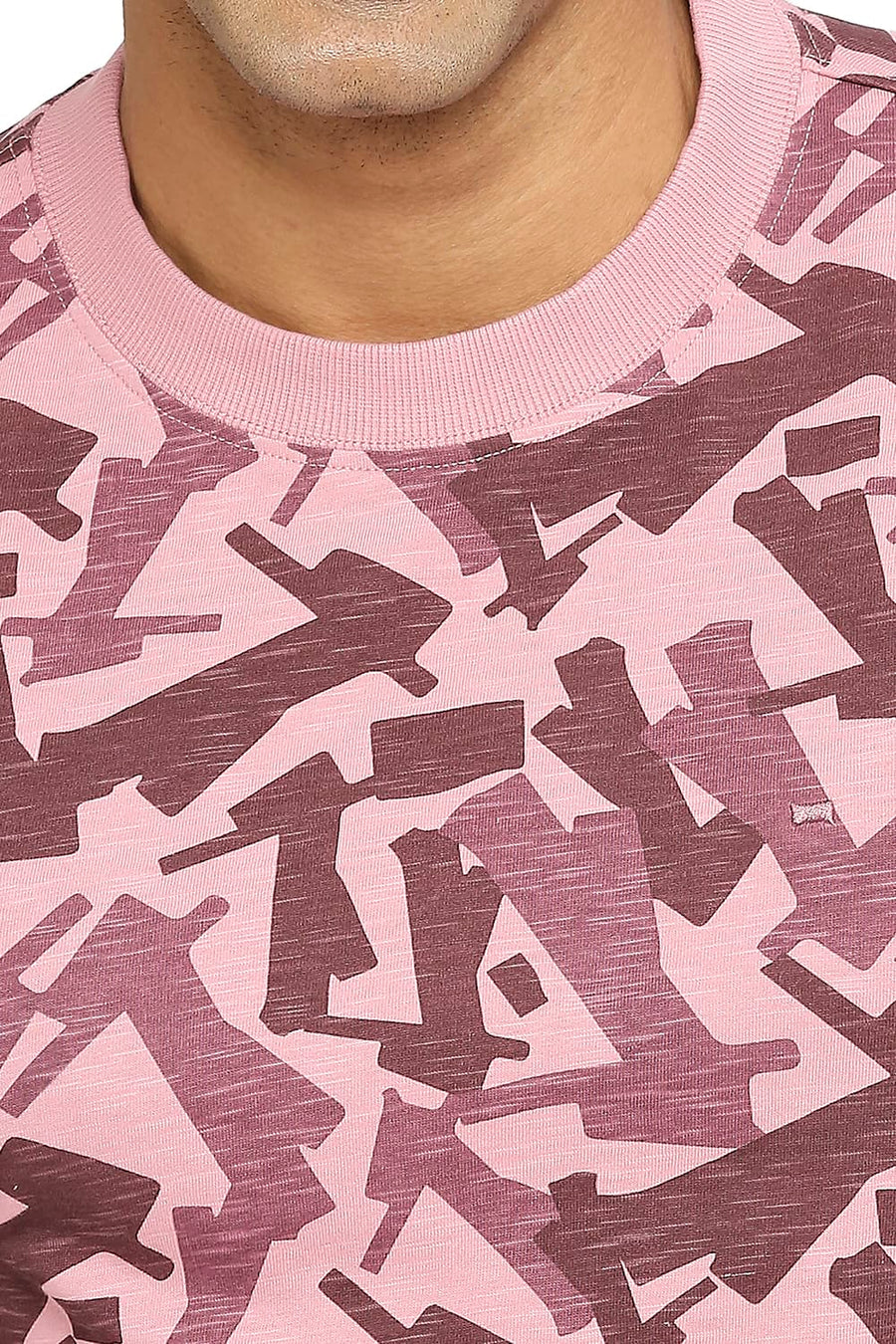 BASICS MUSCLE FIT FOXGLOVE PRINTED CREW T-SHIRT