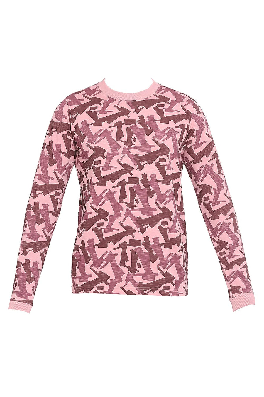 BASICS MUSCLE FIT FOXGLOVE PRINTED CREW T-SHIRT