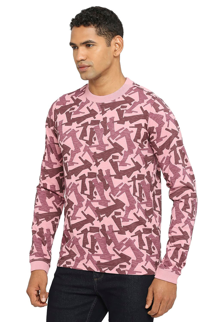 BASICS MUSCLE FIT FOXGLOVE PRINTED CREW T-SHIRT