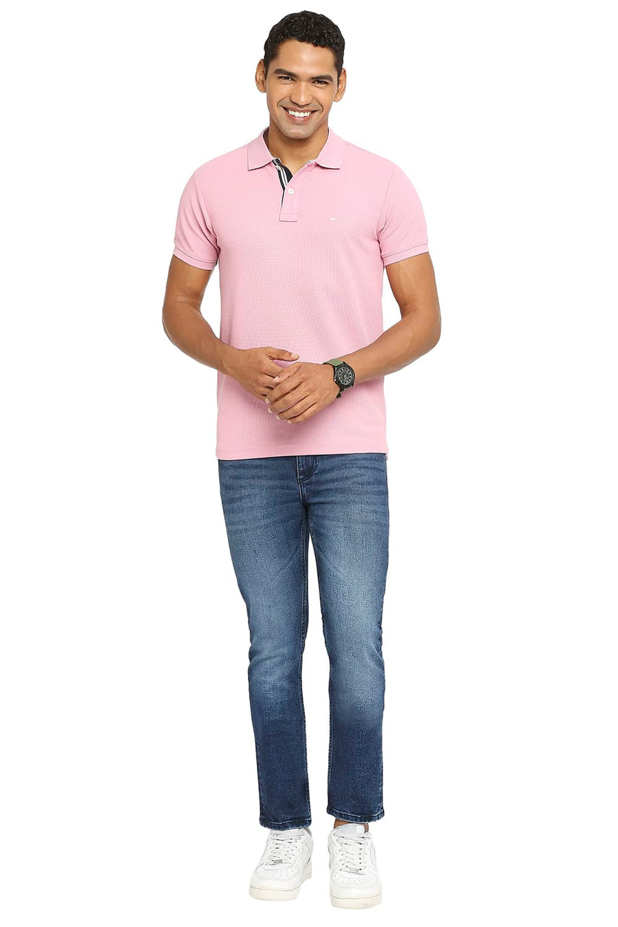 BASICS MUSCLE FIT ORCHID SMOKJE POLO T-SHIRT