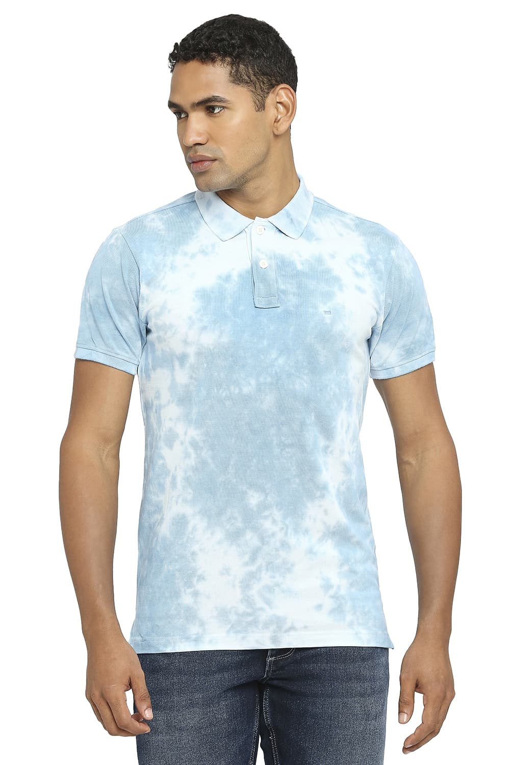 BASICS MUSCLE FIT TIE DYE POLO T-SHIRT