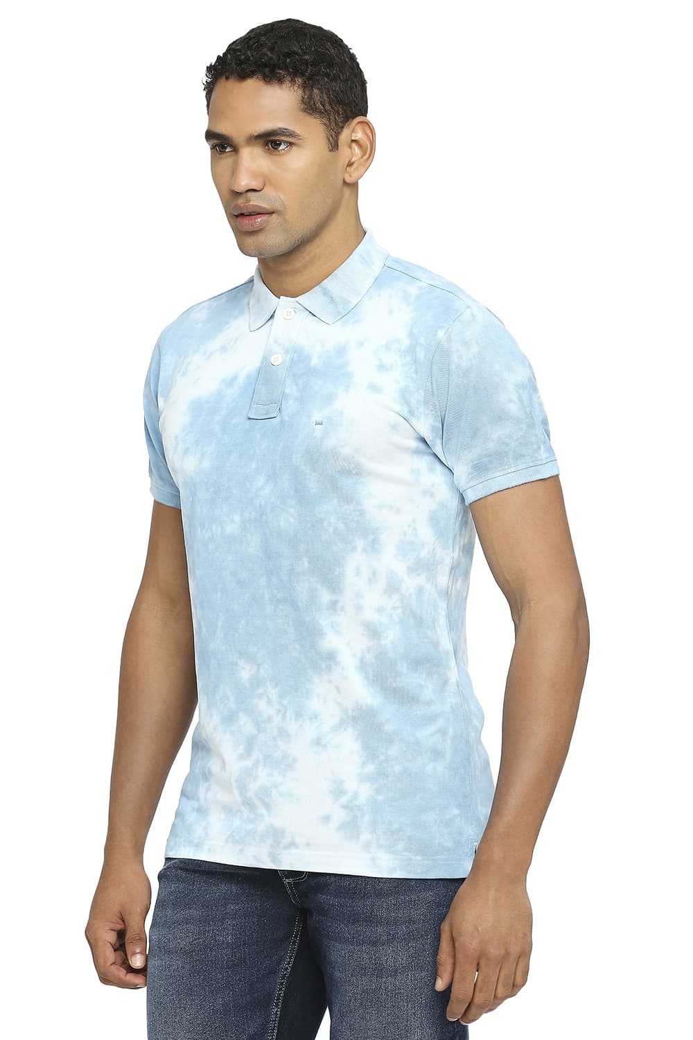 BASICS MUSCLE FIT TIE DYE POLO T-SHIRT