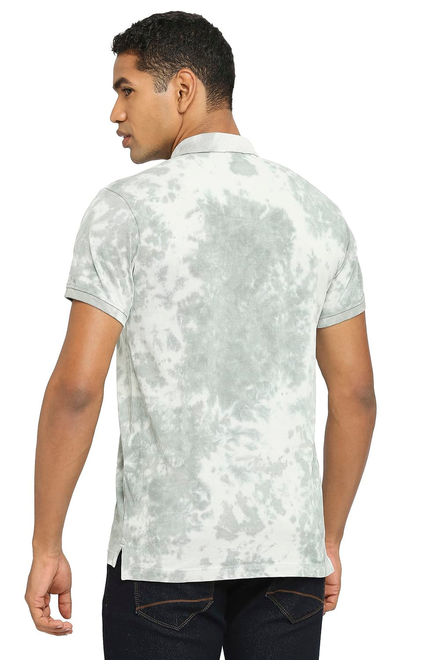 BASICS MUSCLE FIT GRAY FOX TIE DYE POLO T-SHIRT
