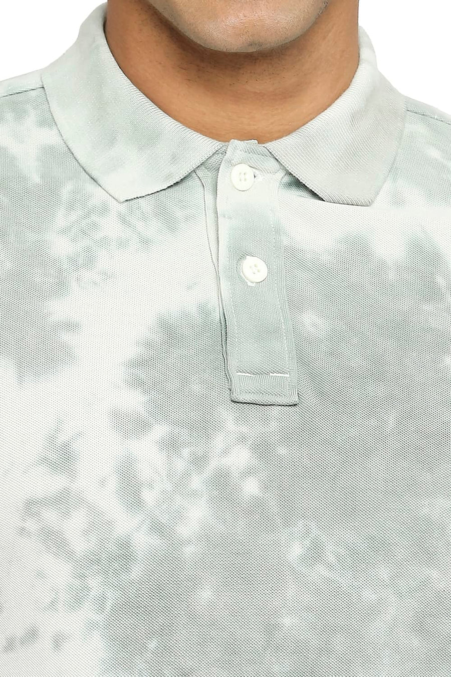 BASICS MUSCLE FIT GRAY FOX TIE DYE POLO T-SHIRT