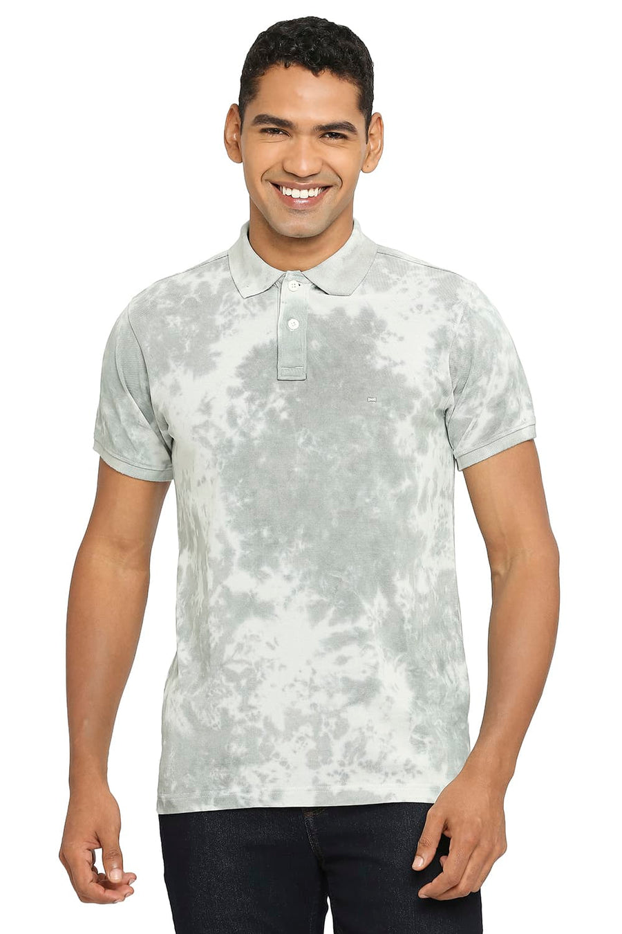 BASICS MUSCLE FIT GRAY FOX TIE DYE POLO T-SHIRT