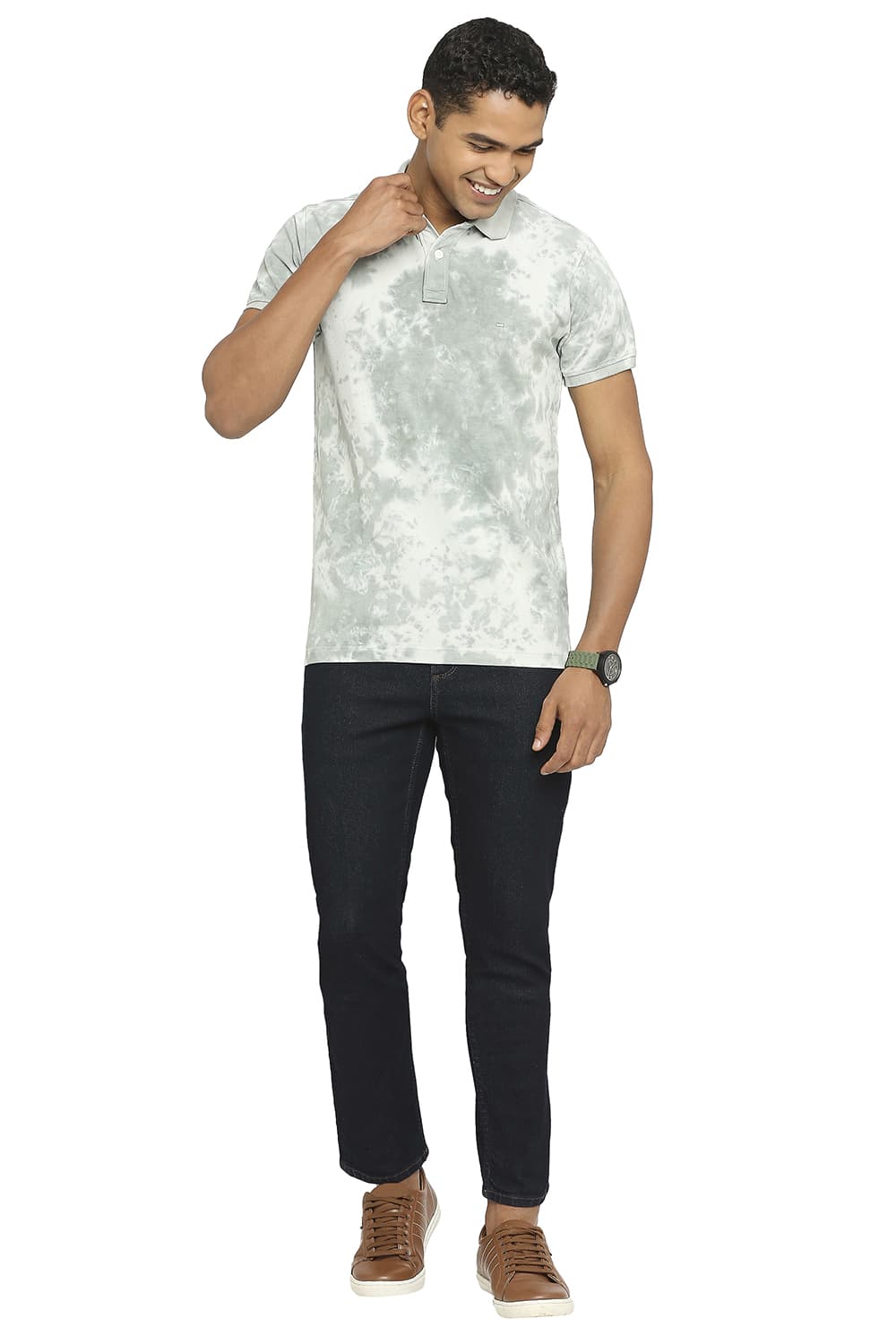 BASICS MUSCLE FIT TIE DYE POLO T-SHIRT