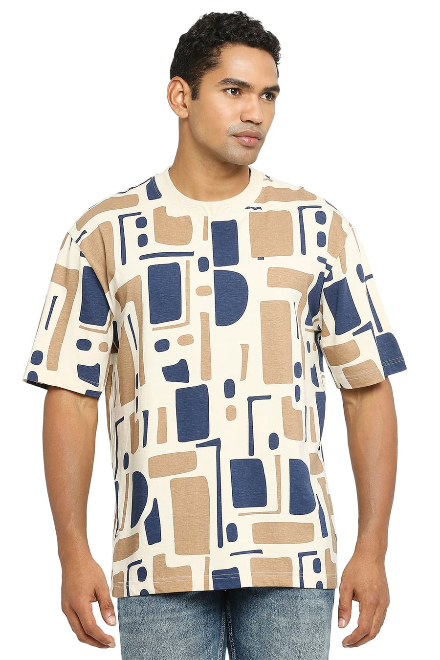 BASICS RELAXED FIT SHEER BLISS PRINTED CREW T-SHIRT