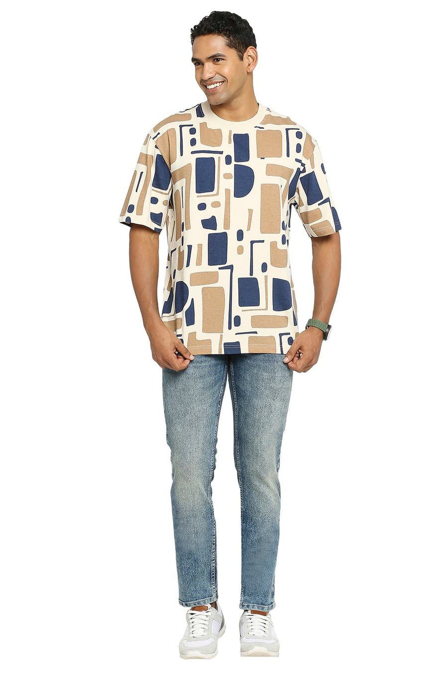 BASICS RELAXED FIT SHEER BLISS PRINTED CREW T-SHIRT